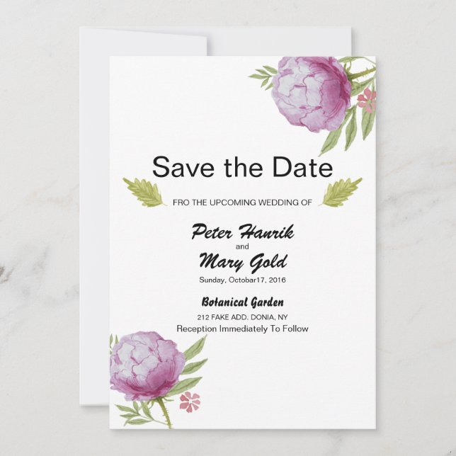 Tarjeta postal de anuncio de boda para guardar la  (Anverso)