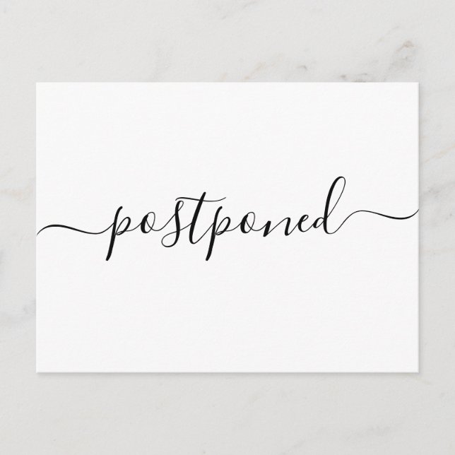 Tarjeta postal de anuncio de boda pospuesta modern (Anverso)