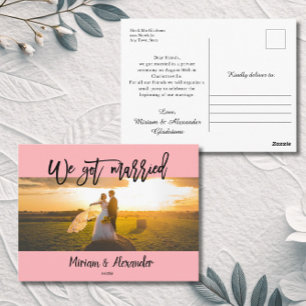 Tarjeta postal de anuncio de boda Rosa Rubor Nos e