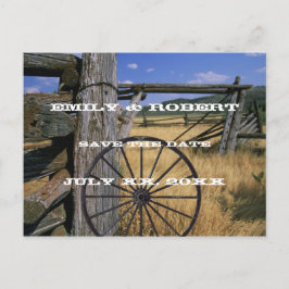 Tarjeta postal de anuncio de boda rústica de campo