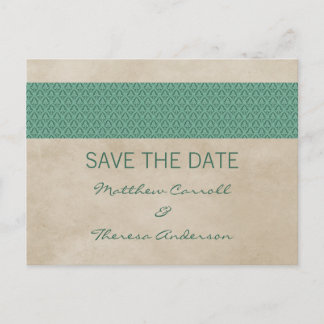 Tarjeta Postal de Anuncio de Boda Rústica Verde