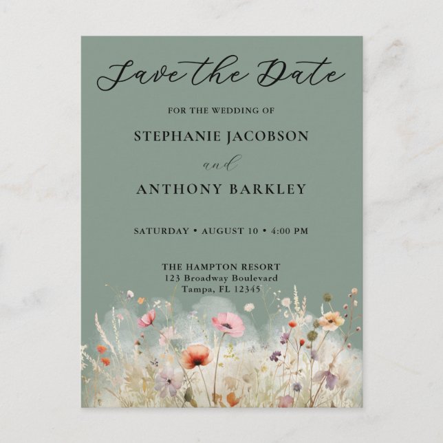 Tarjeta Postal de Anuncio de Boda 'Save the Date' (Anverso)