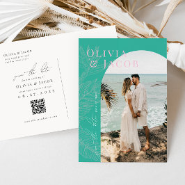 Tarjeta Postal de Anuncio de Boda Tropical Moderna