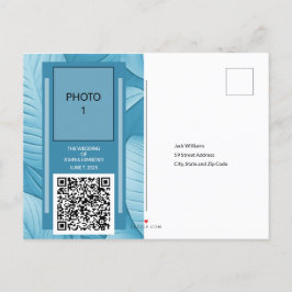 Tarjeta postal de anuncio de boda Tropical Teal