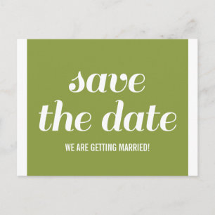 Tarjeta Postal de Anuncio de Boda, Verde Oliva
