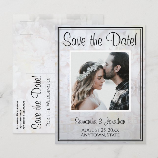 Tarjeta Postal de Anuncio de Boda White Reflection (Anverso / Reverso)