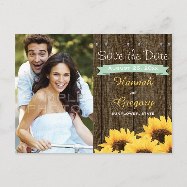 TARJETA POSTAL DE ANUNCIO DE BODAS CON GIRASOLES R (Anverso)