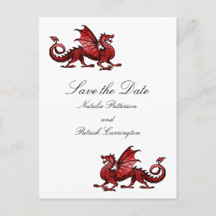 Tarjeta Postal de Anuncio de Bodas del Dragón Rojo