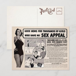 Tarjeta postal de anuncio de cómic de chica flaca 