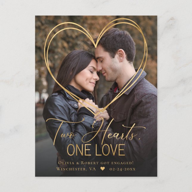 Tarjeta postal de anuncio de compromiso con foto d (Anverso)