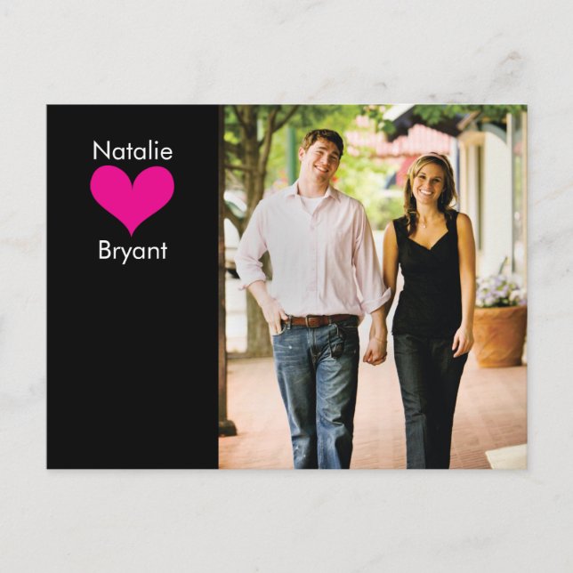 Tarjeta Postal de Anuncio de Compromiso Corazón Ro (Anverso)