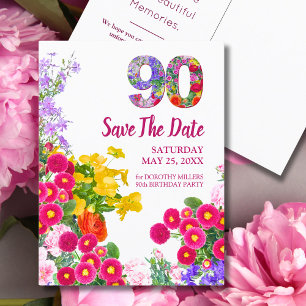 tarjeta postal de anuncio de fecha de 90 cumpleaño