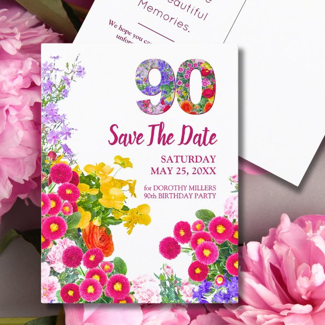 tarjeta postal de anuncio de fecha de 90 cumpleaño (Subido por el creador)
