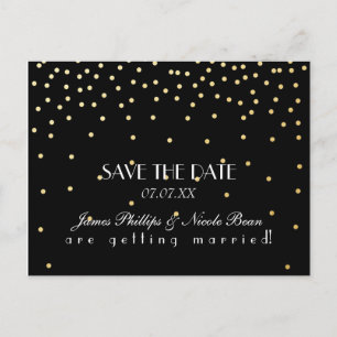 Tarjeta Postal de Anuncio de Fecha de Black & Gold