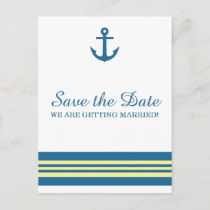 Tarjeta postal de anuncio de fecha de boda con anc