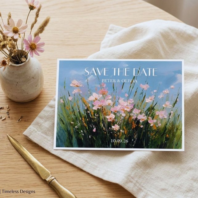 Tarjeta postal de anuncio de fecha de boda con art (Subido por el creador)
