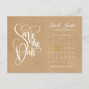 Tarjeta Postal de Anuncio de Fecha de Boda con Cal