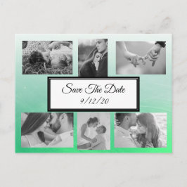 Tarjeta postal de anuncio de fecha de boda con fot