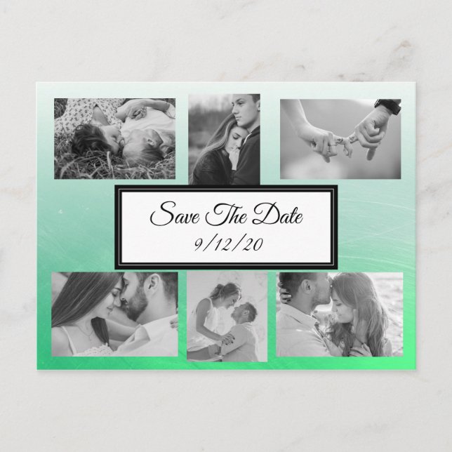 Tarjeta postal de anuncio de fecha de boda con fot (Anverso)