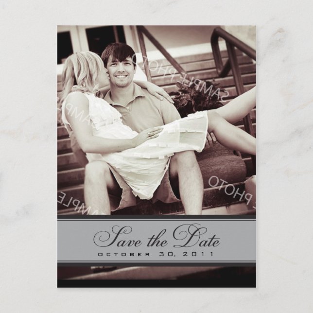 Tarjeta Postal de Anuncio de Fecha de Boda con Fot (Anverso)