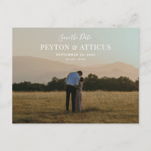 Tarjeta postal de anuncio de fecha de boda con fot