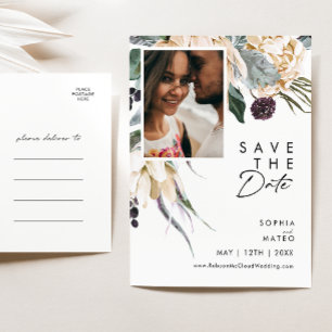 Tarjeta Postal de Anuncio de Fecha de Boda con Fot