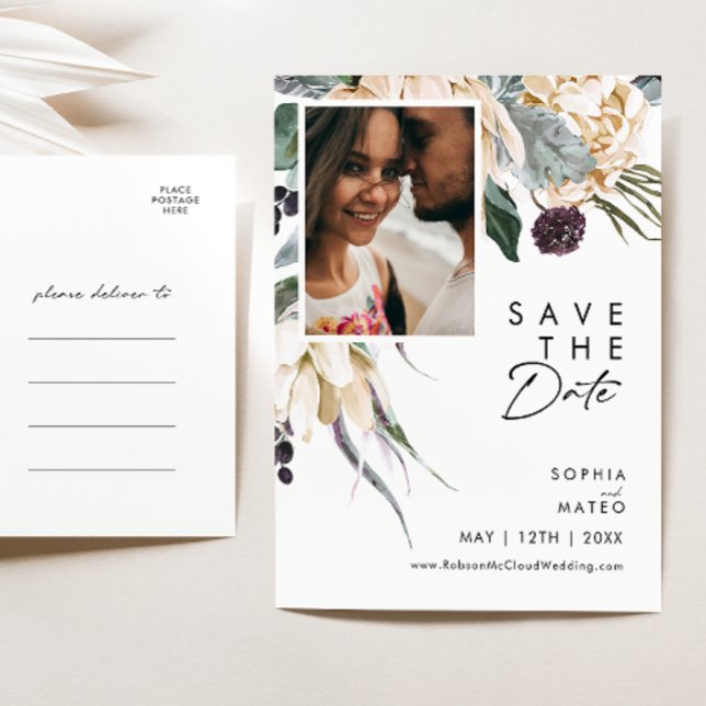 Tarjeta Postal de Anuncio de Fecha de Boda con Fot (Subido por el creador)