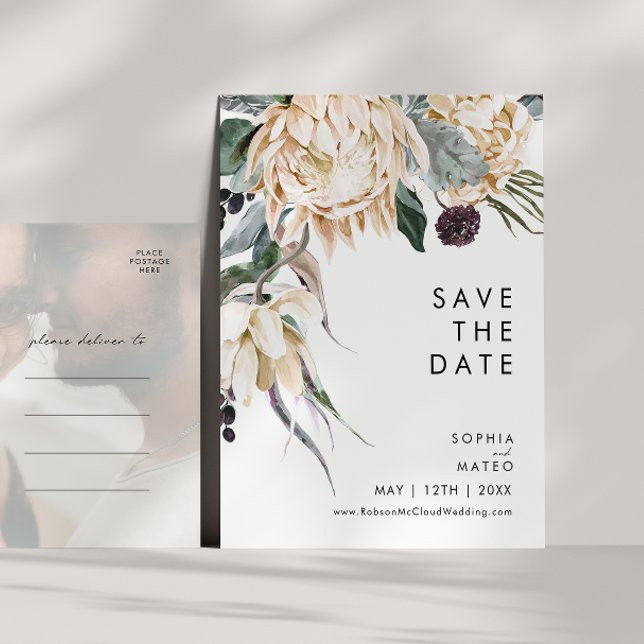 Tarjeta Postal de Anuncio de Fecha de Boda con Fot (Subido por el creador)