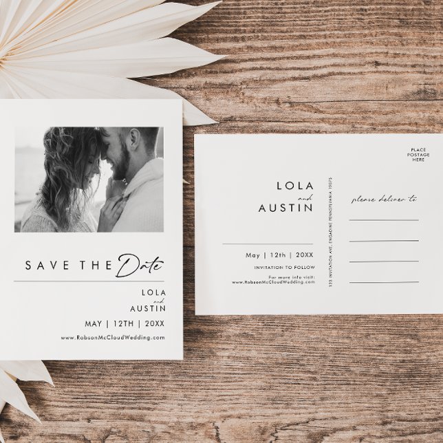 Tarjeta Postal de Anuncio de Fecha de Boda con Fot (Subido por el creador)