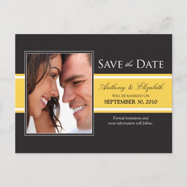 Tarjeta Postal de Anuncio de Fecha de Boda con Fra (Anverso)