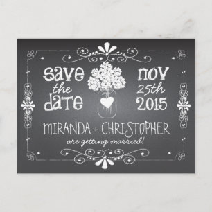 Tarjeta postal de anuncio de fecha de boda con fra