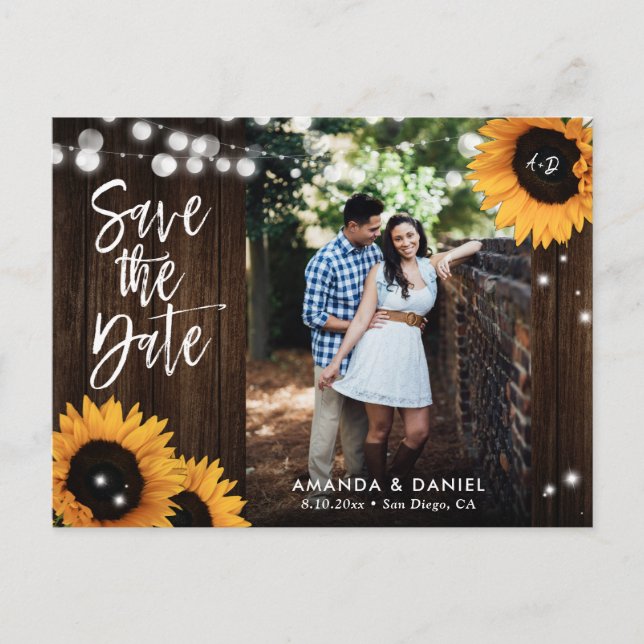 Tarjeta postal de anuncio de fecha de boda con gir (Anverso)