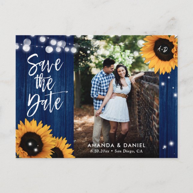 Tarjeta postal de anuncio de fecha de boda con gir (Anverso)