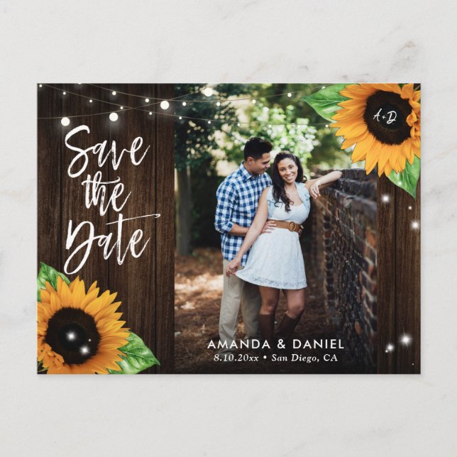Tarjeta Postal de Anuncio de Fecha de Boda con Gir (Anverso)