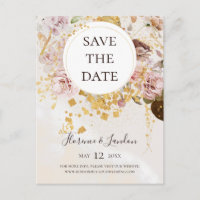 Tarjeta Postal de Anuncio de Fecha de Boda con Már