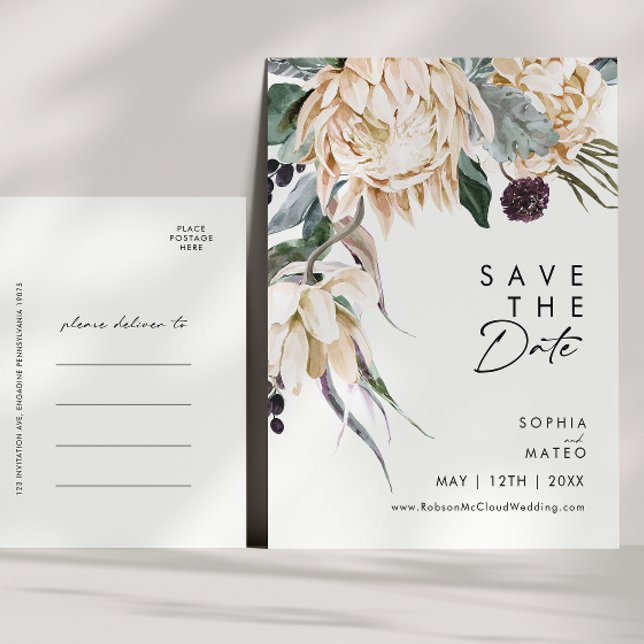 Tarjeta Postal de Anuncio de Fecha de Boda con Mot (Subido por el creador)