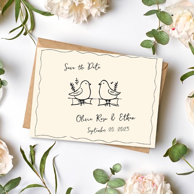 Tarjeta postal de anuncio de fecha de boda con pal (Subido por el creador)