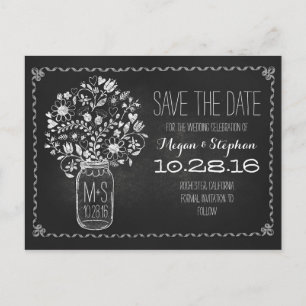 Tarjeta postal de anuncio de fecha de boda con piz