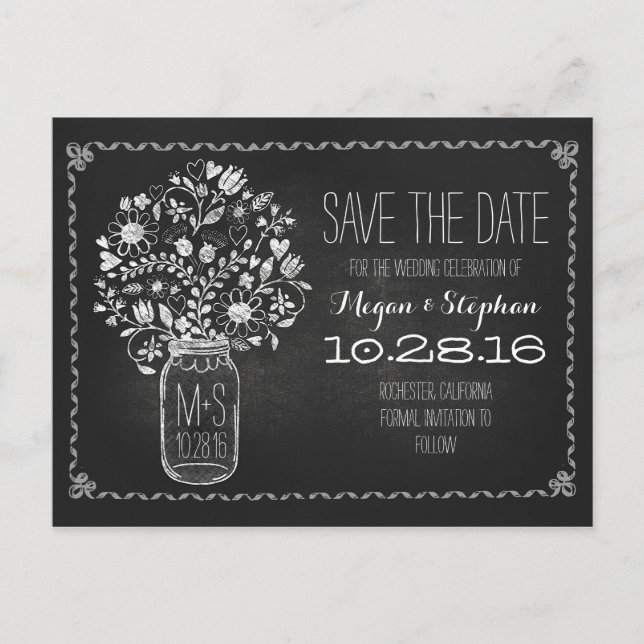 Tarjeta postal de anuncio de fecha de boda con piz (Anverso)