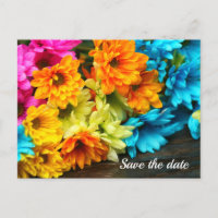 Tarjeta postal de anuncio de fecha de boda con ram