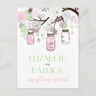 Tarjeta Postal de Anuncio de Fecha de Boda con Tar
