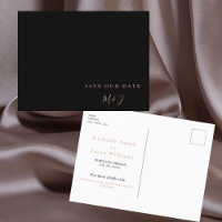 Tarjeta Postal de Anuncio de Fecha de Boda en Negr
