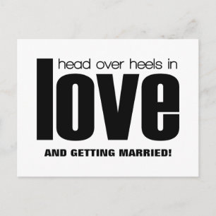 Tarjeta postal de anuncio de fecha de boda Head Ov