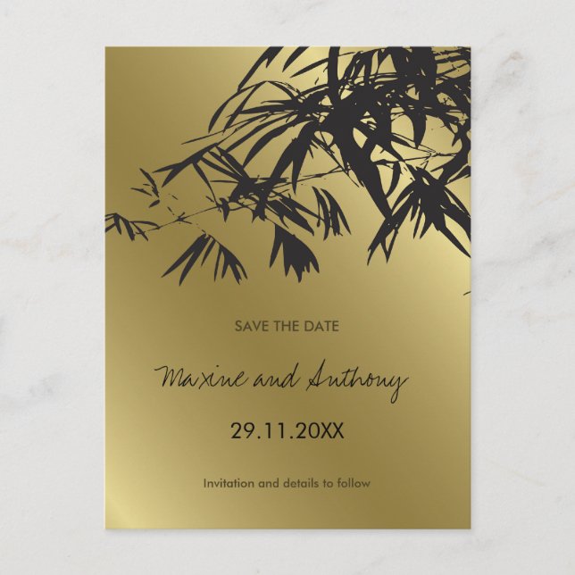 Tarjeta Postal de Anuncio de Fecha de Boda Hojas d (Anverso)