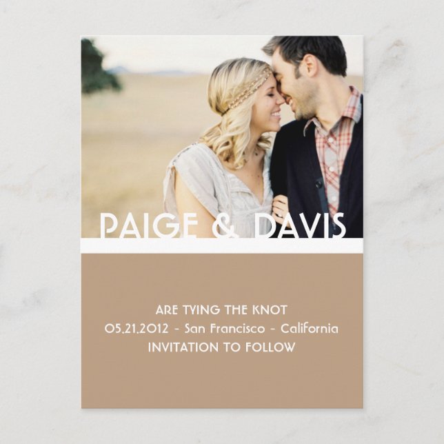 Tarjeta Postal de Anuncio de Fecha de Boda 'SENCIL (Anverso)