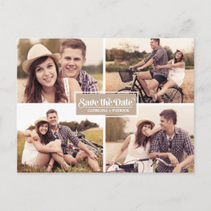 Tarjeta postal de anuncio de fecha de bodas con ma