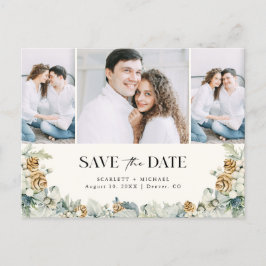 Tarjeta Postal de Anuncio de Fecha de Bodas en Azu
