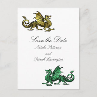 Tarjeta Postal de Anuncio de Fecha de Dragón Verde
