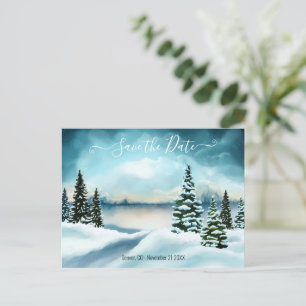 Tarjeta postal de anuncio de fecha de invierno par