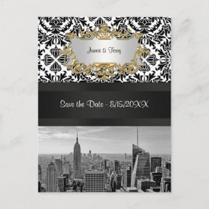Tarjeta postal de anuncio de fecha de NYC Skyline 